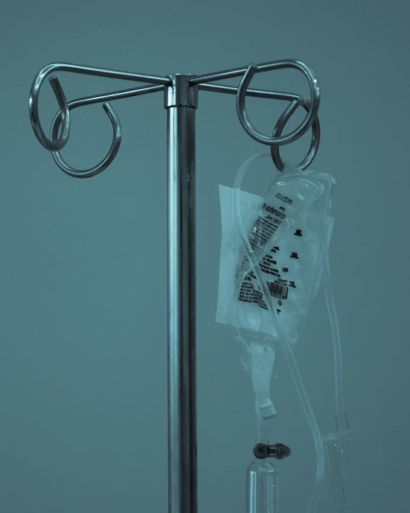 IV bag hanging on a stand
